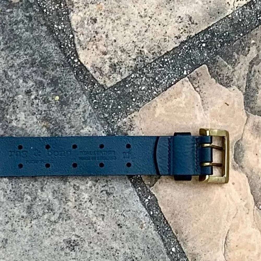 Rag & Bone brass buckle double perforated leather belt - Picture 3 of 12